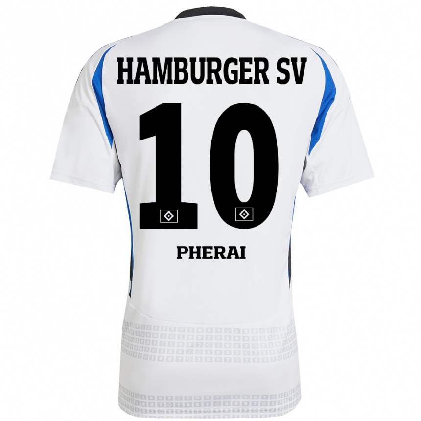 Niño Fútbol Camiseta Immanuel Pherai #10 Blanco Azul 1ª Equipación 2024/25