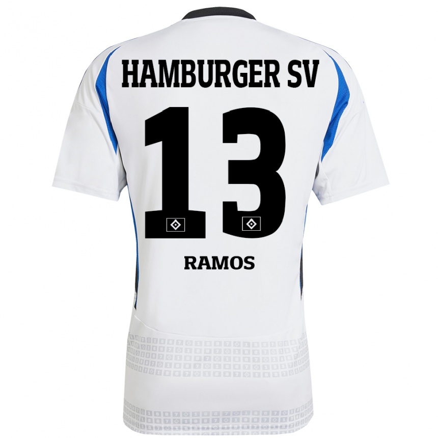 Niño Fútbol Camiseta Guilherme Ramos #13 Blanco Azul 1ª Equipación 2024/25