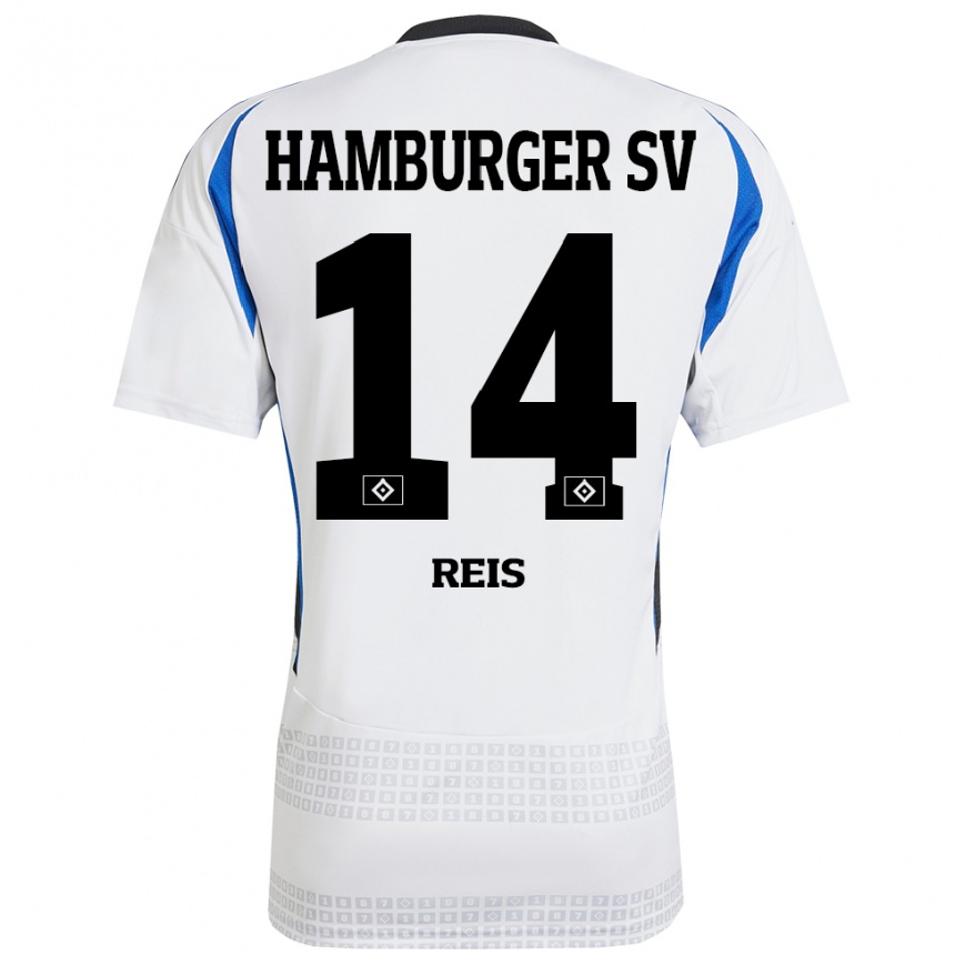 Niño Fútbol Camiseta Ludovit Reis #14 Blanco Azul 1ª Equipación 2024/25