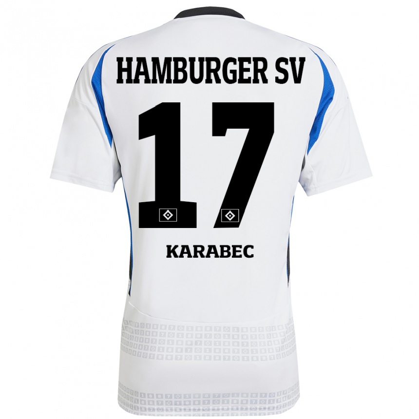 Niño Fútbol Camiseta Adam Karabec #17 Blanco Azul 1ª Equipación 2024/25