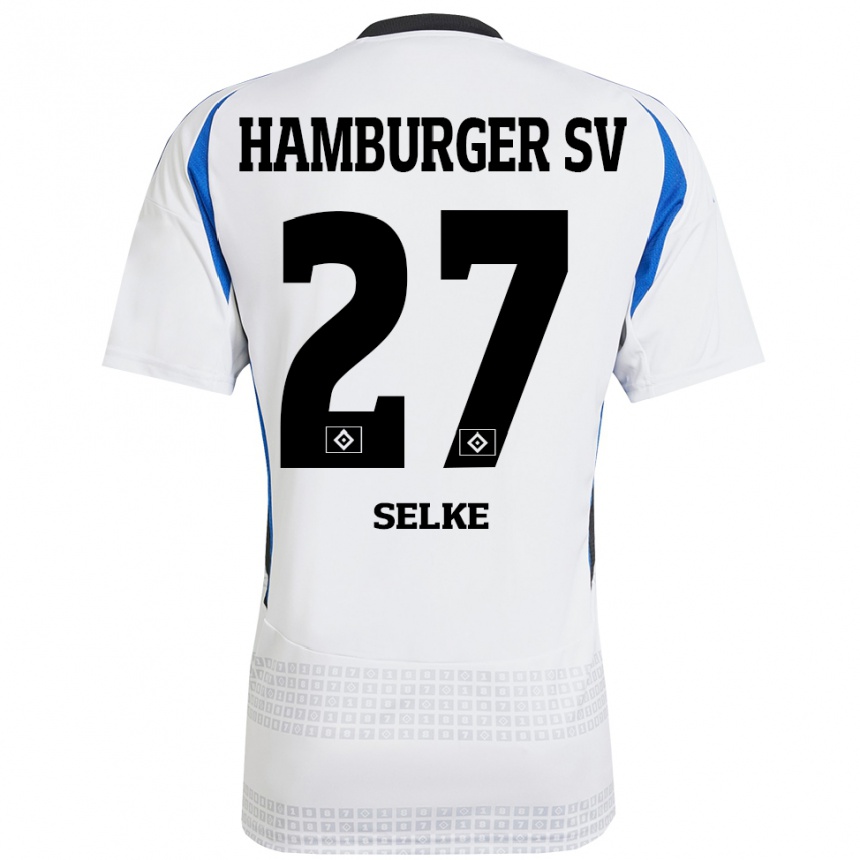 Niño Fútbol Camiseta Davie Selke #27 Blanco Azul 1ª Equipación 2024/25