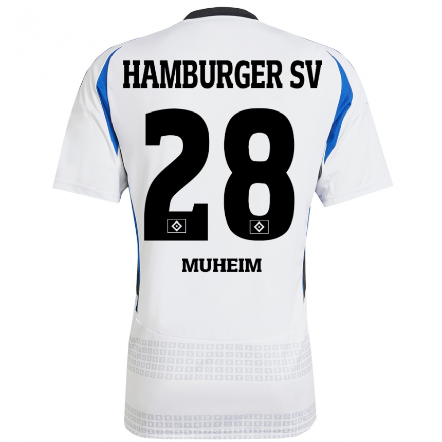 Niño Fútbol Camiseta Miro Muheim #28 Blanco Azul 1ª Equipación 2024/25