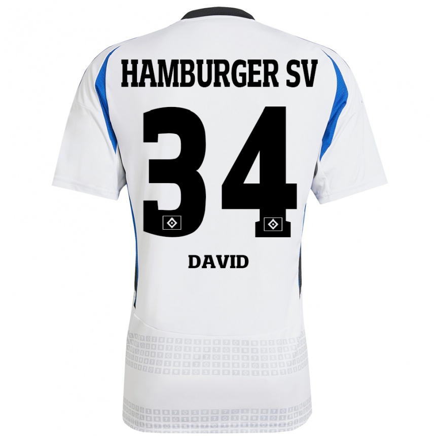 Niño Fútbol Camiseta Jonas David #34 Blanco Azul 1ª Equipación 2024/25