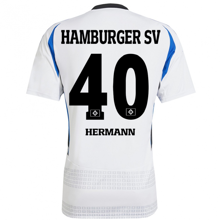 Niño Fútbol Camiseta Hannes Hermann #40 Blanco Azul 1ª Equipación 2024/25