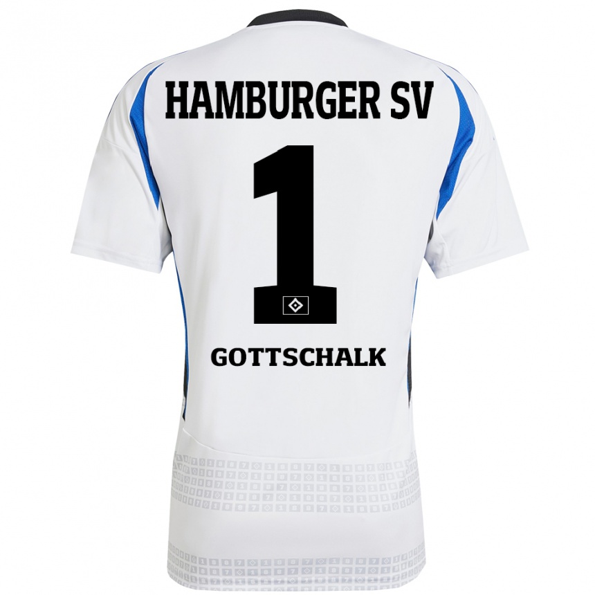 Niño Fútbol Camiseta Juri Gottschalk #1 Blanco Azul 1ª Equipación 2024/25