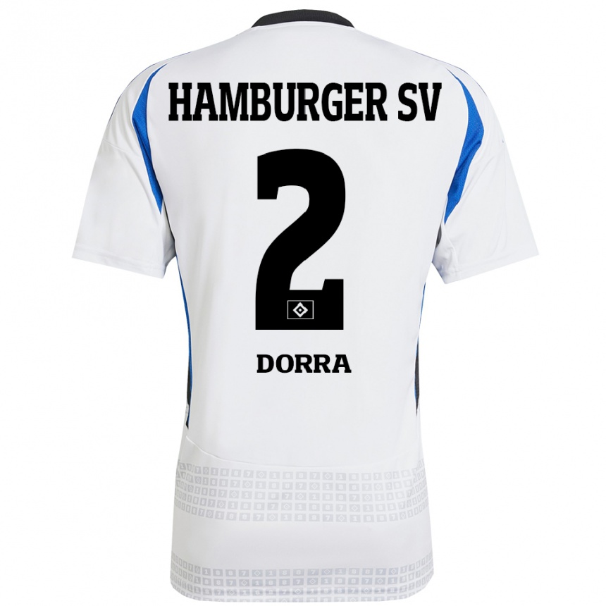 Niño Fútbol Camiseta Raphael Dorra #2 Blanco Azul 1ª Equipación 2024/25