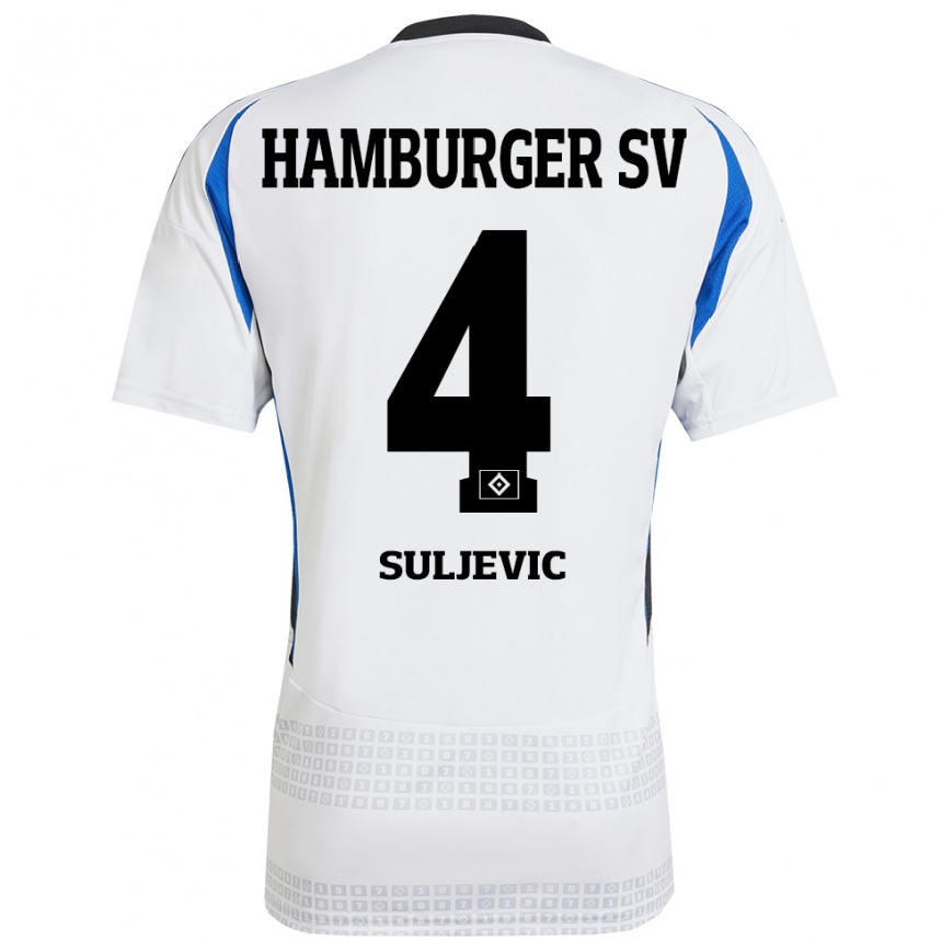 Niño Fútbol Camiseta Almin Suljevic #4 Blanco Azul 1ª Equipación 2024/25