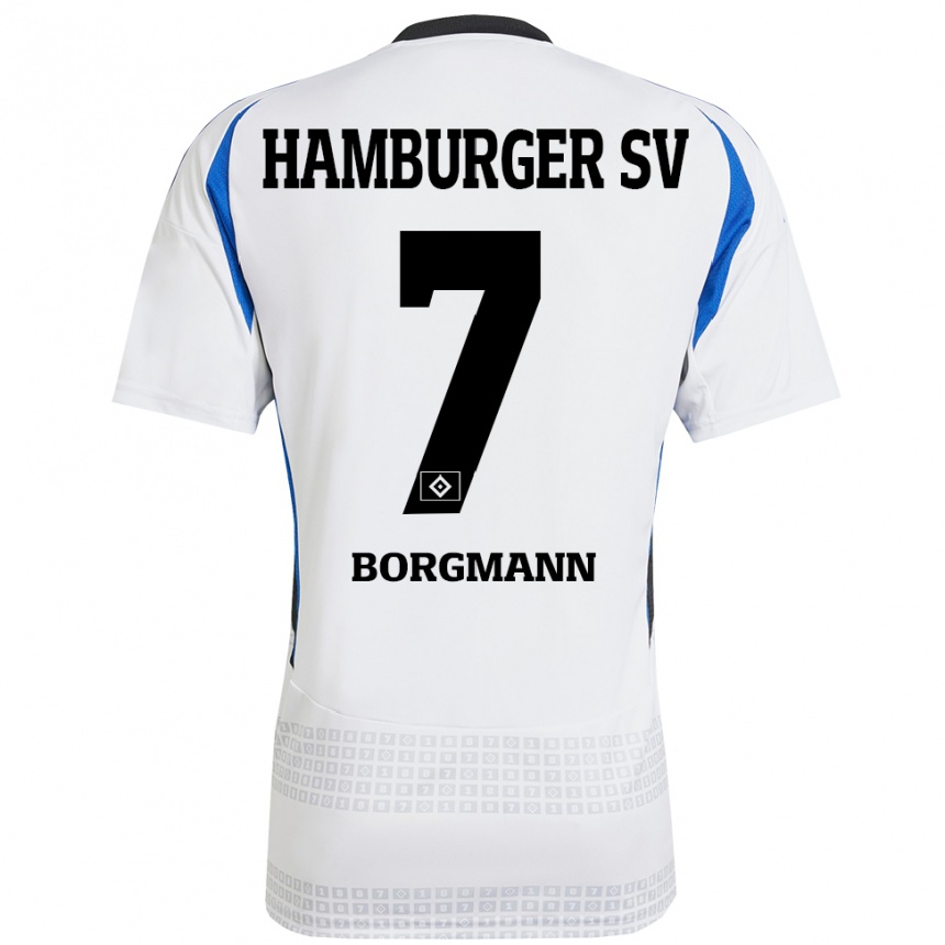 Niño Fútbol Camiseta Marcus Borgmann #7 Blanco Azul 1ª Equipación 2024/25