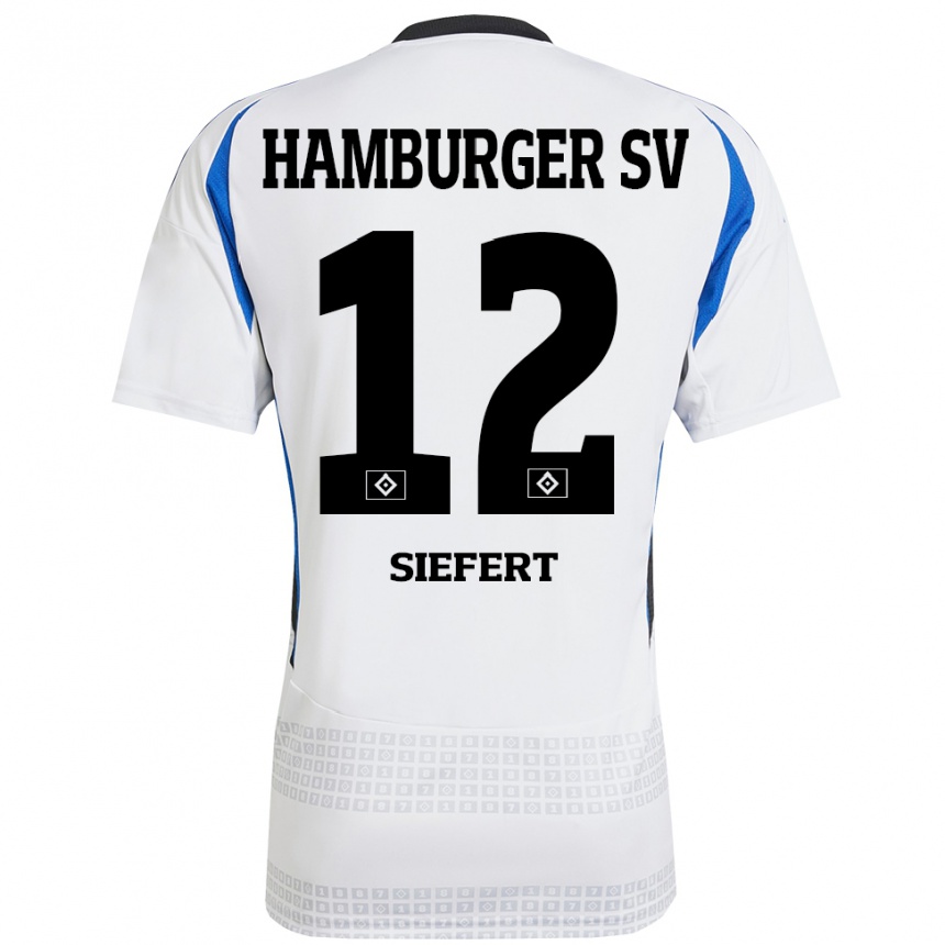 Niño Fútbol Camiseta Louis Siefert #12 Blanco Azul 1ª Equipación 2024/25