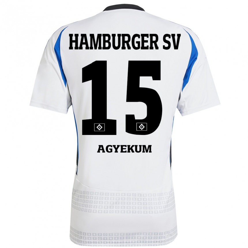 Niño Fútbol Camiseta Joel Agyekum #15 Blanco Azul 1ª Equipación 2024/25