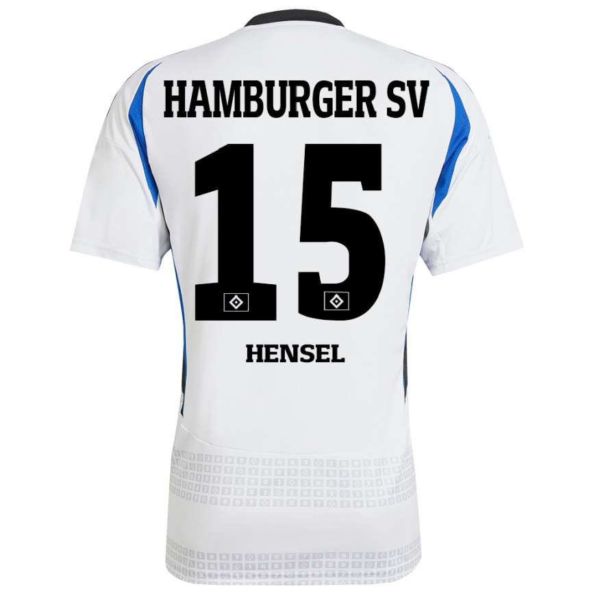 Niño Fútbol Camiseta Janoah Hensel #15 Blanco Azul 1ª Equipación 2024/25