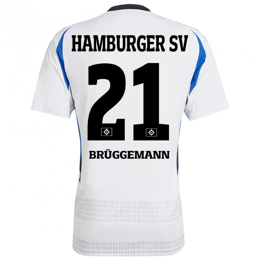 Niño Fútbol Camiseta William Brüggemann #21 Blanco Azul 1ª Equipación 2024/25