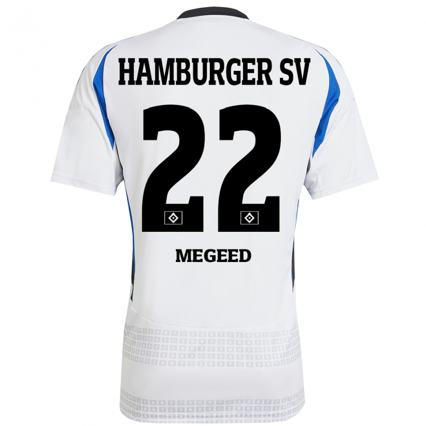 Niño Fútbol Camiseta Omar Megeed #22 Blanco Azul 1ª Equipación 2024/25