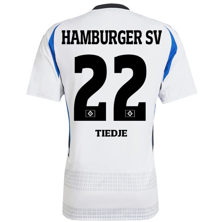 Niño Fútbol Camiseta Patrick Tiedje #22 Blanco Azul 1ª Equipación 2024/25