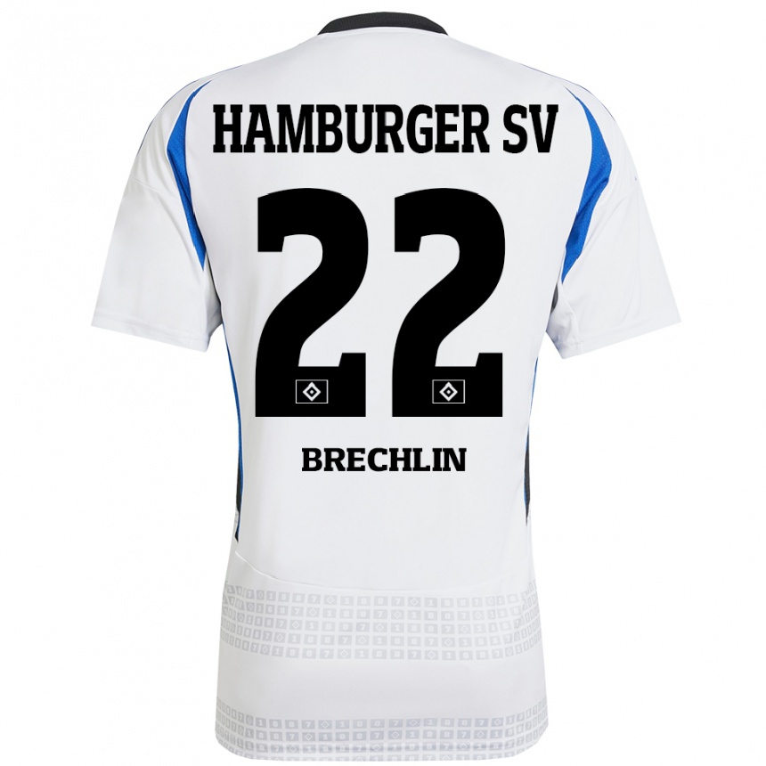 Niño Fútbol Camiseta Bjarne Brechlin #22 Blanco Azul 1ª Equipación 2024/25