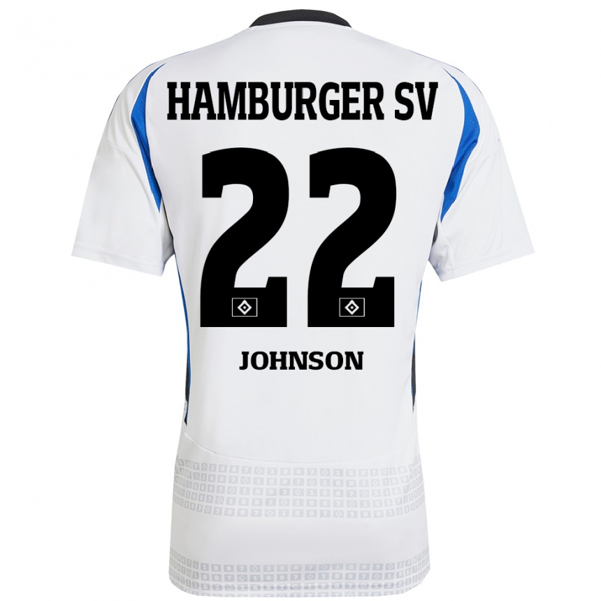 Niño Fútbol Camiseta Emmanuel Johnson #22 Blanco Azul 1ª Equipación 2024/25