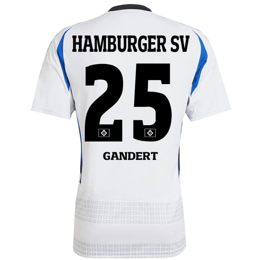 Niño Fútbol Camiseta Jeremy Gandert #25 Blanco Azul 1ª Equipación 2024/25