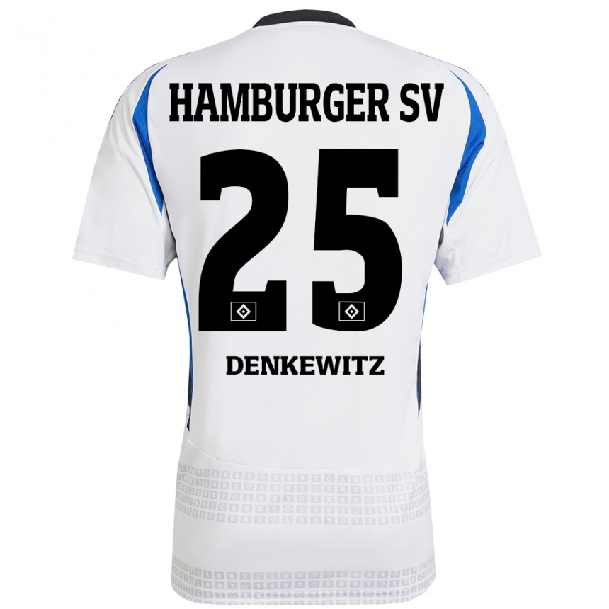 Niño Fútbol Camiseta Nick Denkewitz #25 Blanco Azul 1ª Equipación 2024/25