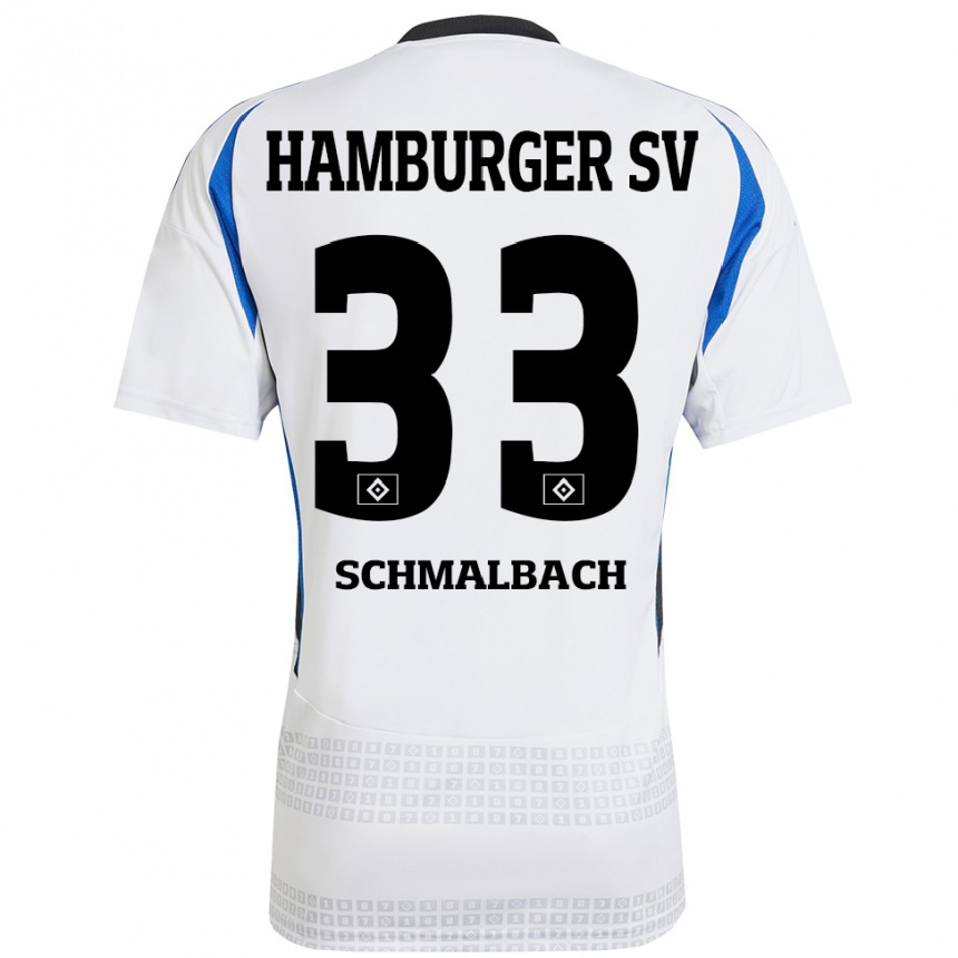 Niño Fútbol Camiseta Sebastian Schmalbach #33 Blanco Azul 1ª Equipación 2024/25