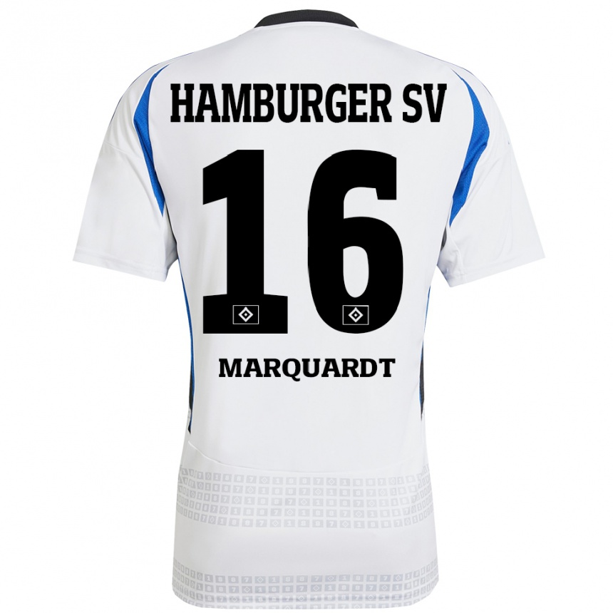 Niño Fútbol Camiseta Dana Marquardt #16 Blanco Azul 1ª Equipación 2024/25