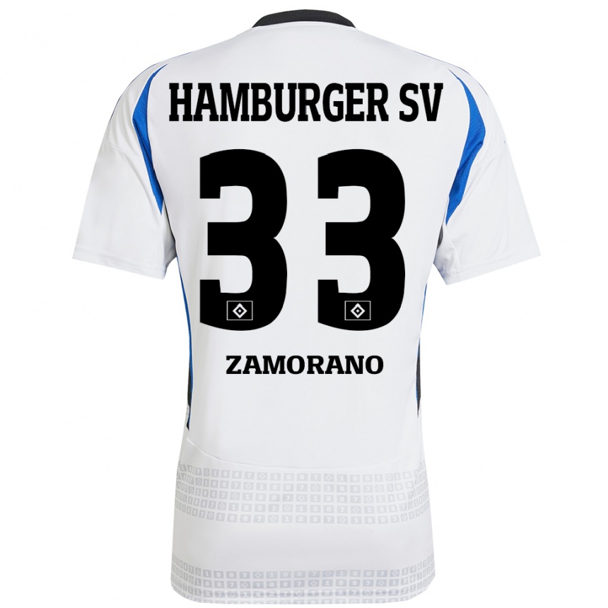 Niño Fútbol Camiseta Jolina Zamorano #33 Blanco Azul 1ª Equipación 2024/25