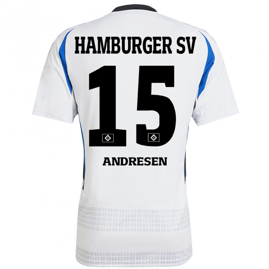 Niño Fútbol Camiseta Bent Andresen #15 Blanco Azul 1ª Equipación 2024/25