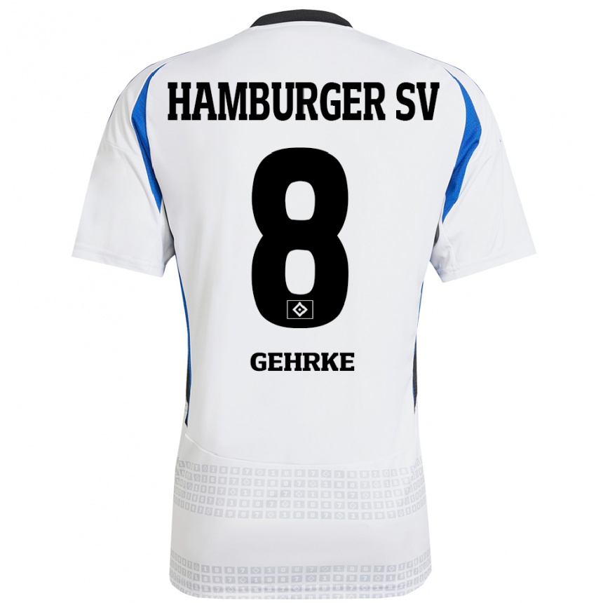 Niño Fútbol Camiseta Stefan Gehrke #8 Blanco Azul 1ª Equipación 2024/25