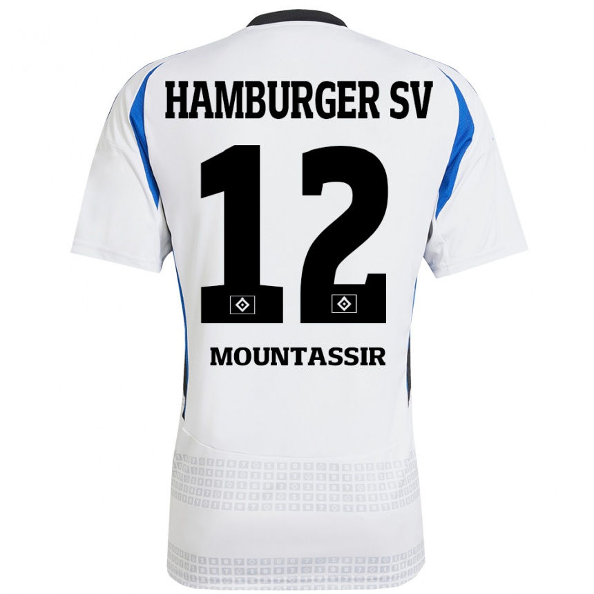 Niño Fútbol Camiseta Youssef Mountassir #12 Blanco Azul 1ª Equipación 2024/25