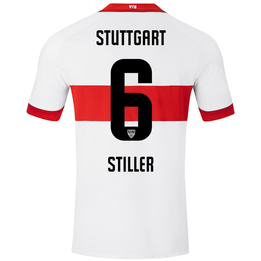 Niño Fútbol Camiseta Angelo Stiller #6 Blanco Rojo 1ª Equipación 2024/25