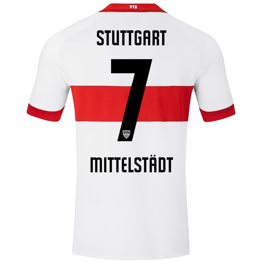 Niño Fútbol Camiseta Maximilian Mittelstädt #7 Blanco Rojo 1ª Equipación 2024/25