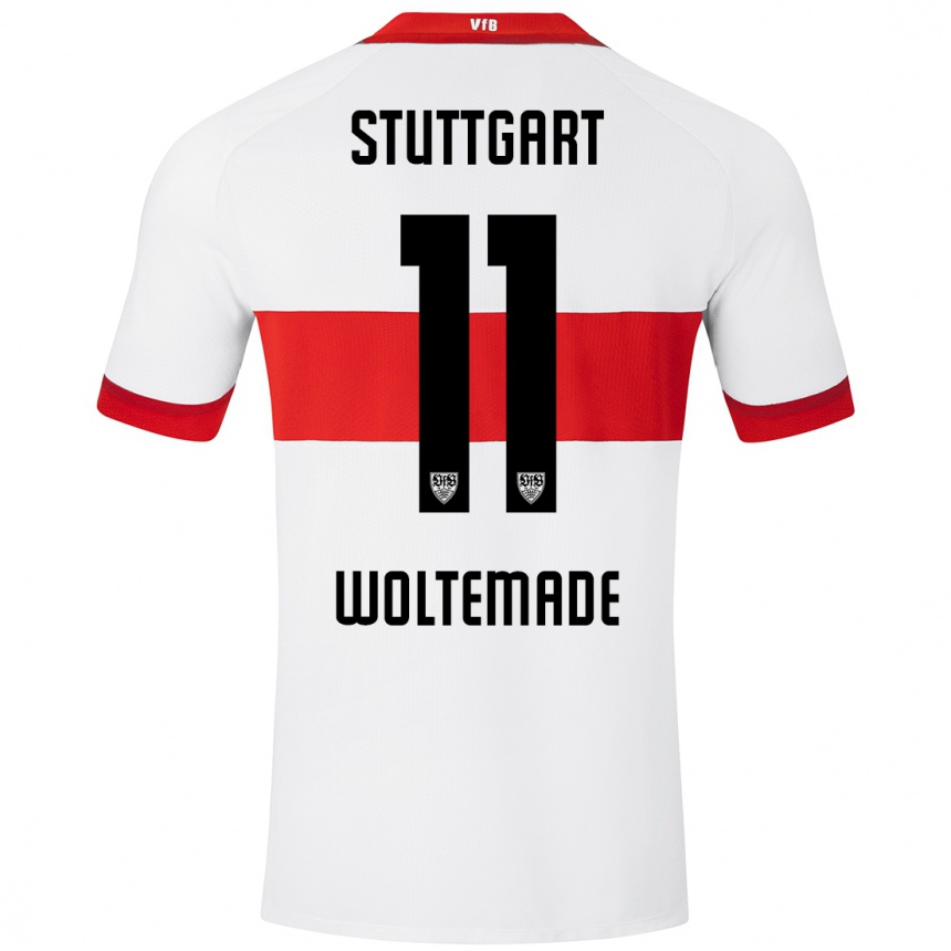 Niño Fútbol Camiseta Nick Woltemade #11 Blanco Rojo 1ª Equipación 2024/25