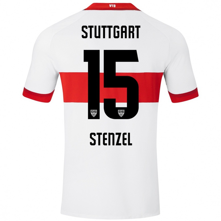 Niño Fútbol Camiseta Pascal Stenzel #15 Blanco Rojo 1ª Equipación 2024/25