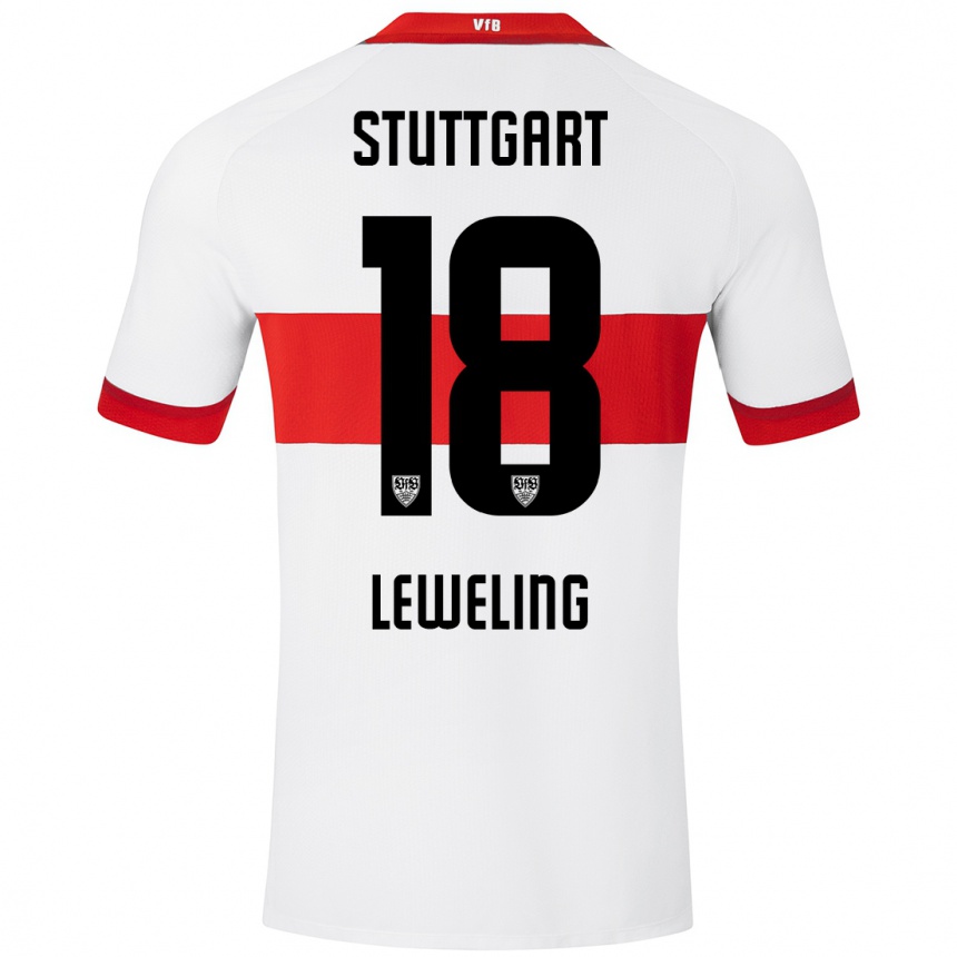 Niño Fútbol Camiseta Jamie Leweling #18 Blanco Rojo 1ª Equipación 2024/25