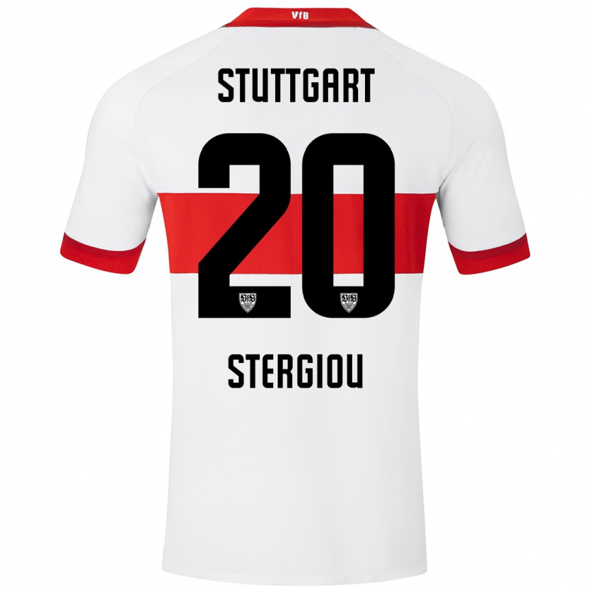 Niño Fútbol Camiseta Leonidas Stergiou #20 Blanco Rojo 1ª Equipación 2024/25