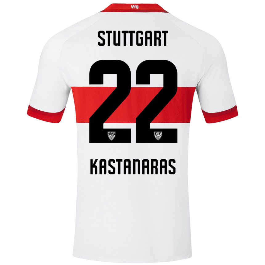 Niño Fútbol Camiseta Thomas Kastanaras #22 Blanco Rojo 1ª Equipación 2024/25