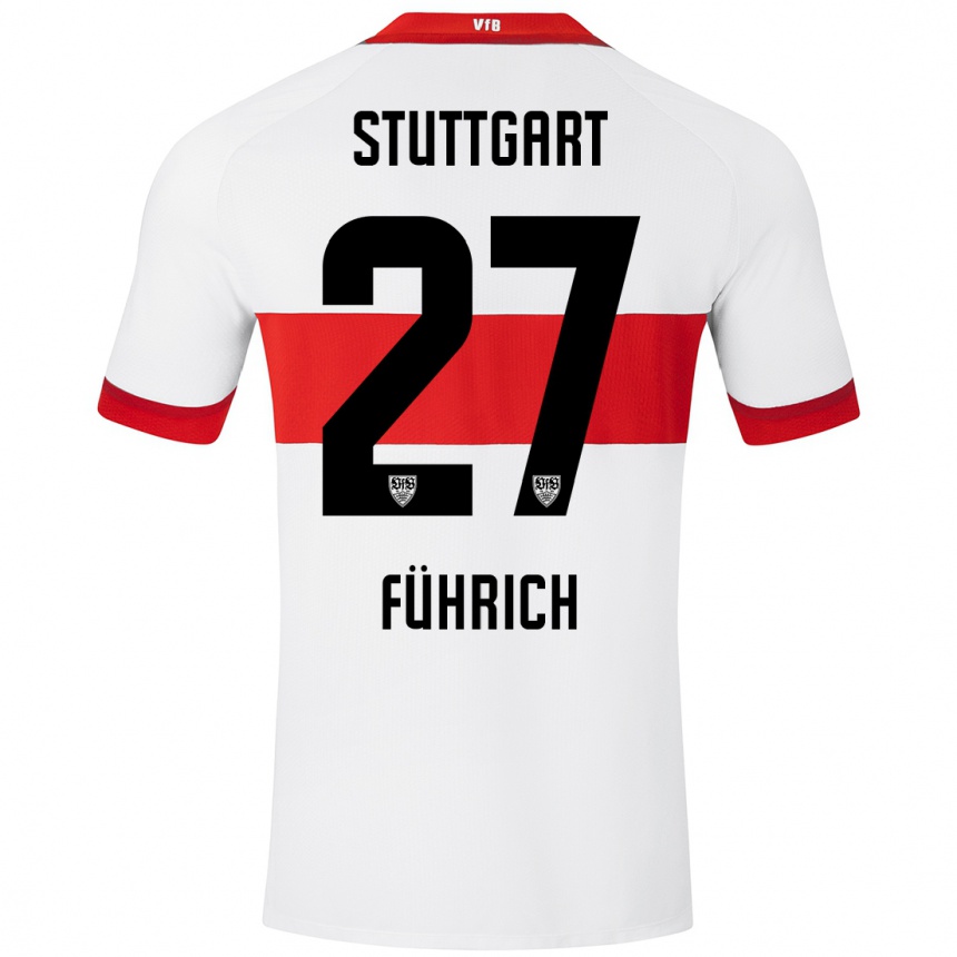 Niño Fútbol Camiseta Chris Führich #27 Blanco Rojo 1ª Equipación 2024/25