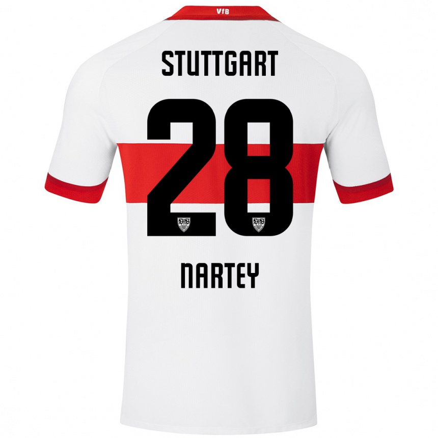 Niño Fútbol Camiseta Nikolas Nartey #28 Blanco Rojo 1ª Equipación 2024/25