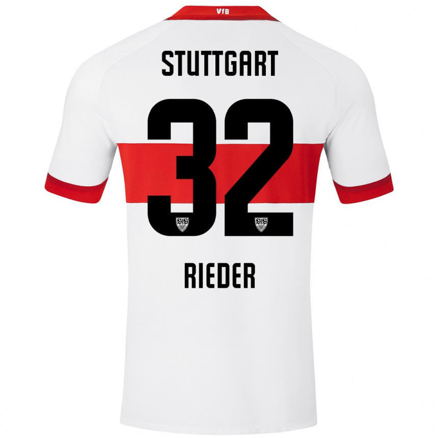 Niño Fútbol Camiseta Fabian Rieder #32 Blanco Rojo 1ª Equipación 2024/25