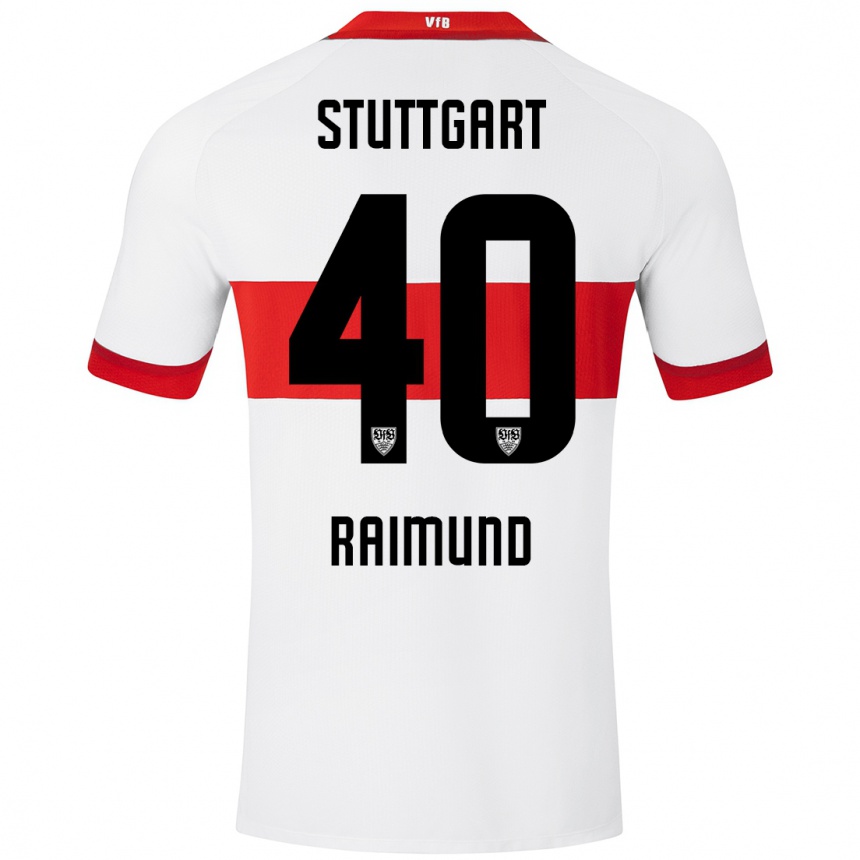 Niño Fútbol Camiseta Luca Raimund #40 Blanco Rojo 1ª Equipación 2024/25