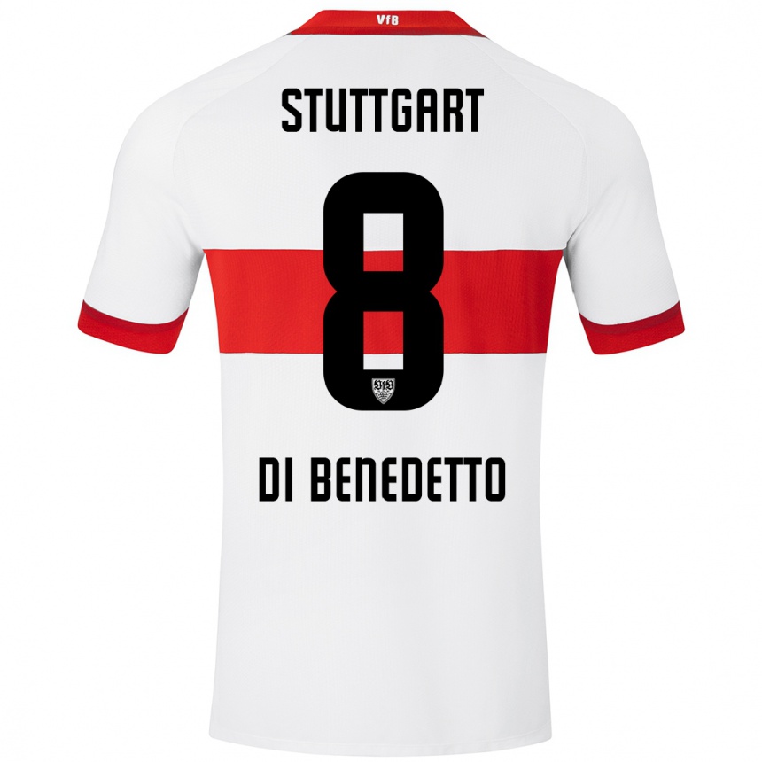 Niño Fútbol Camiseta Samuele Di Benedetto #8 Blanco Rojo 1ª Equipación 2024/25