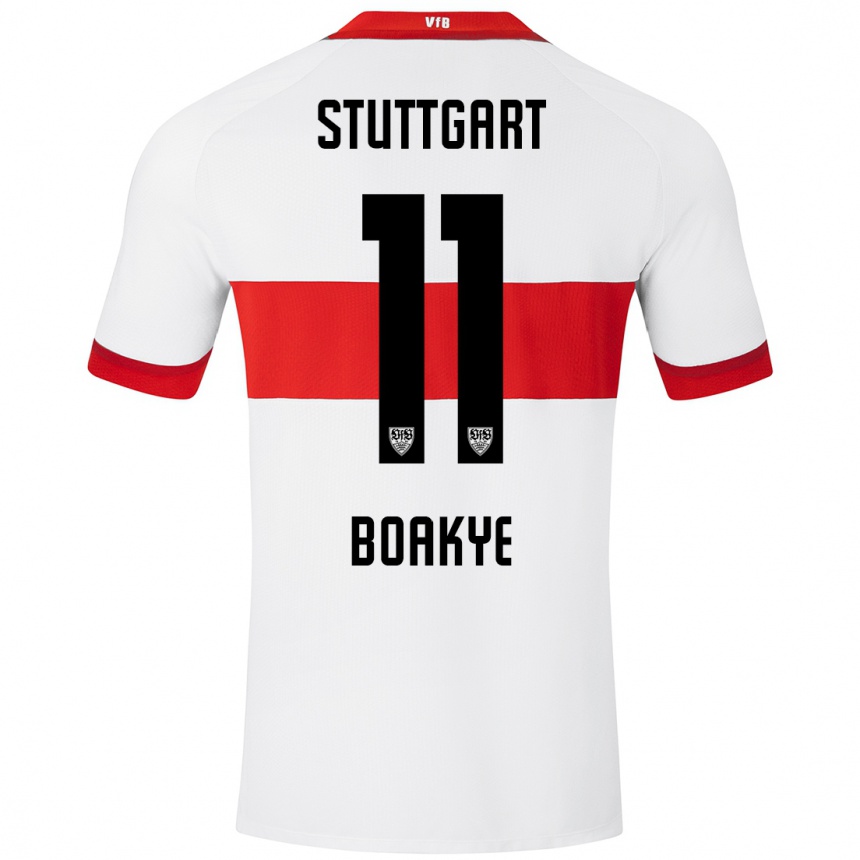 Niño Fútbol Camiseta Benjamin Boakye #11 Blanco Rojo 1ª Equipación 2024/25