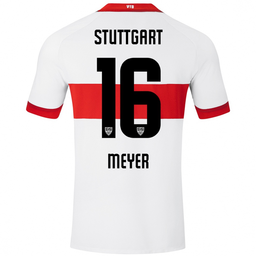 Niño Fútbol Camiseta Jordan Meyer #16 Blanco Rojo 1ª Equipación 2024/25