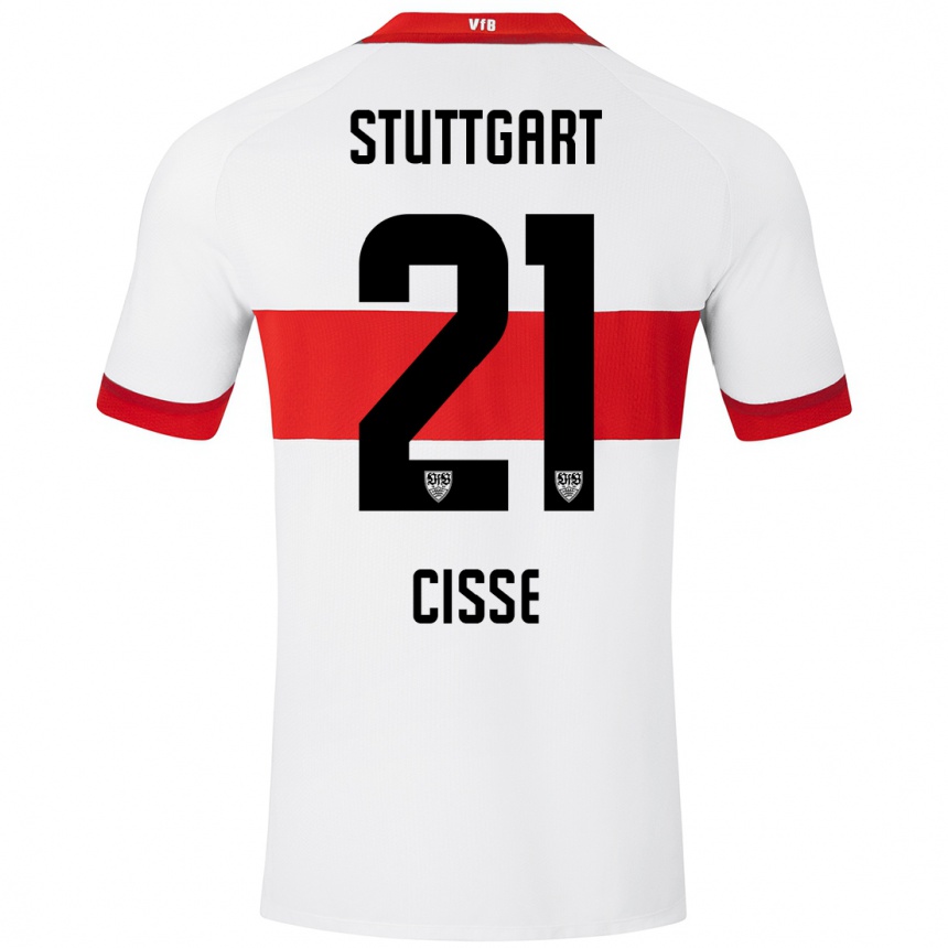 Niño Fútbol Camiseta Moussa Cissé #21 Blanco Rojo 1ª Equipación 2024/25