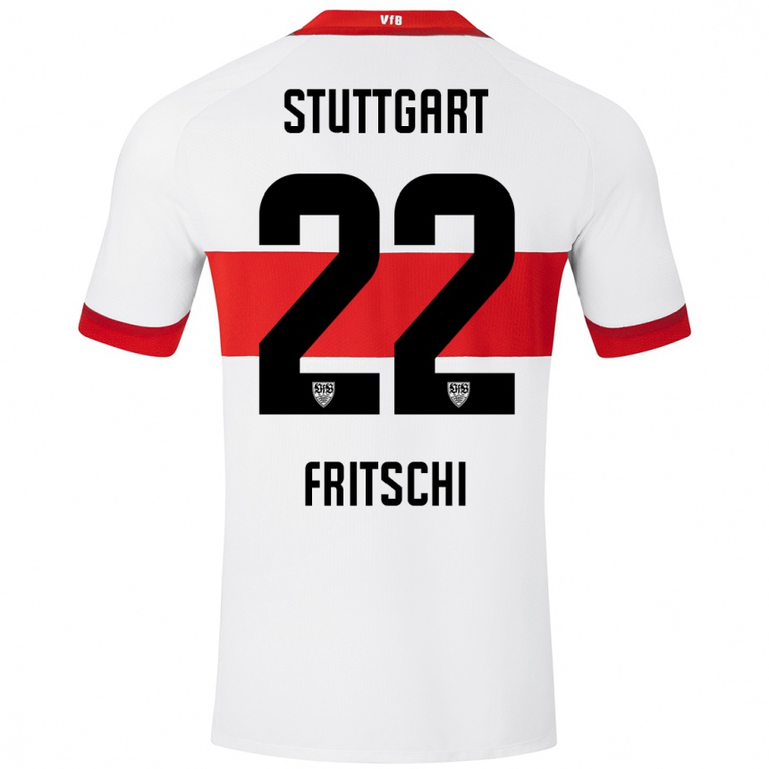 Niño Fútbol Camiseta Paulo Fritschi #22 Blanco Rojo 1ª Equipación 2024/25