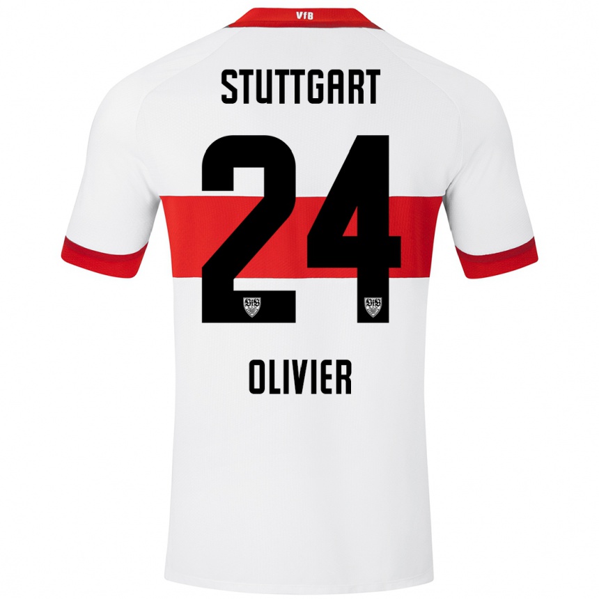 Niño Fútbol Camiseta Christopher Olivier #24 Blanco Rojo 1ª Equipación 2024/25