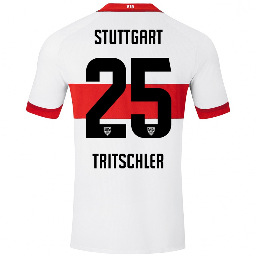 Niño Fútbol Camiseta David Tritschler #25 Blanco Rojo 1ª Equipación 2024/25