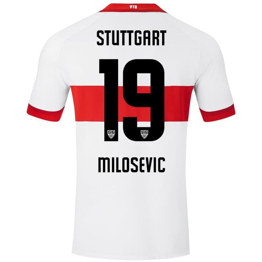 Niño Fútbol Camiseta Jovan Milosevic #19 Blanco Rojo 1ª Equipación 2024/25