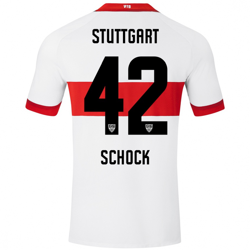 Niño Fútbol Camiseta Florian Schock #42 Blanco Rojo 1ª Equipación 2024/25