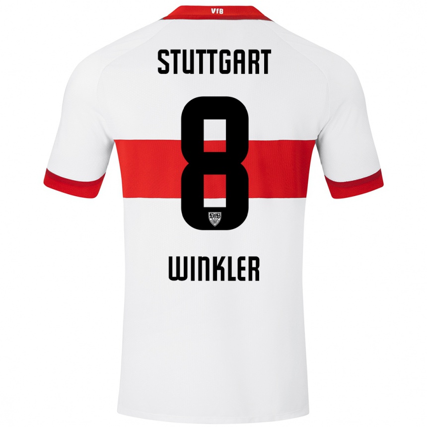 Niño Fútbol Camiseta Nathan Winkler #8 Blanco Rojo 1ª Equipación 2024/25