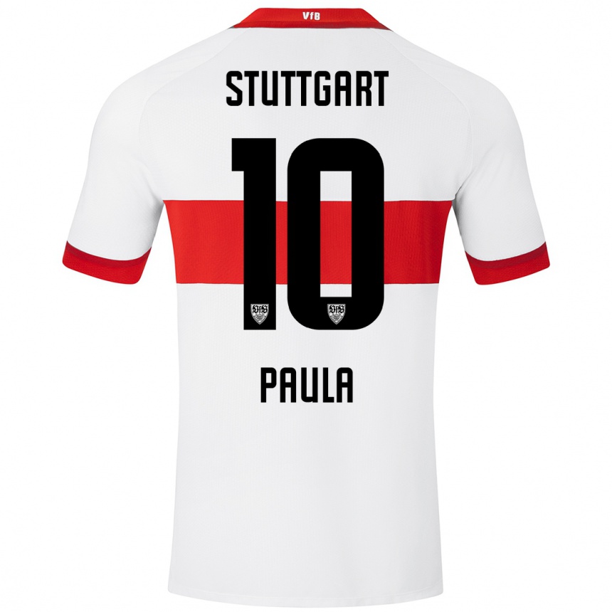 Niño Fútbol Camiseta Raul Paula #10 Blanco Rojo 1ª Equipación 2024/25